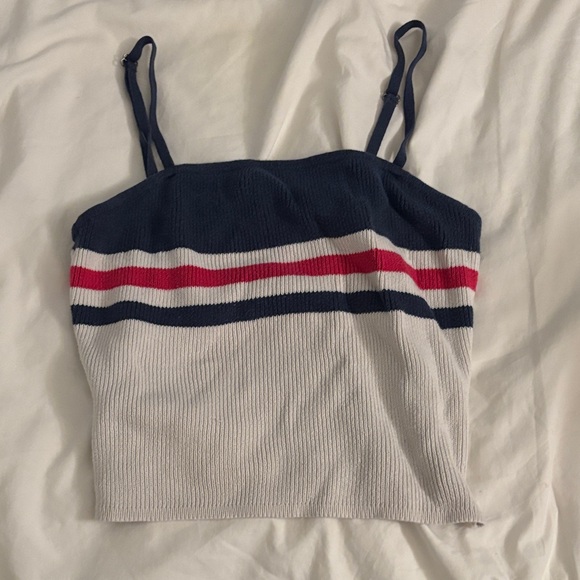 Striped Navy and Red Women's Top - Picture 1 of 3